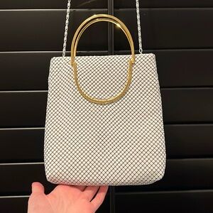 STUNNING! Vintage “Marlo” Chainmail White and Gold Handbag!